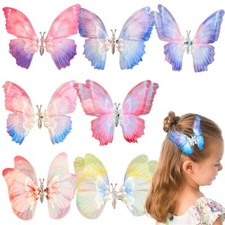 7 Pieces Butterfly Hair Clips Large Moving Wings Butterfly Hair Clips Tulle M...