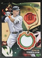 2024 TOPPS HOLIDAY SPENCER TORKELSON  RELIC  GAME USED JERSEY DETROIT TIGERS
