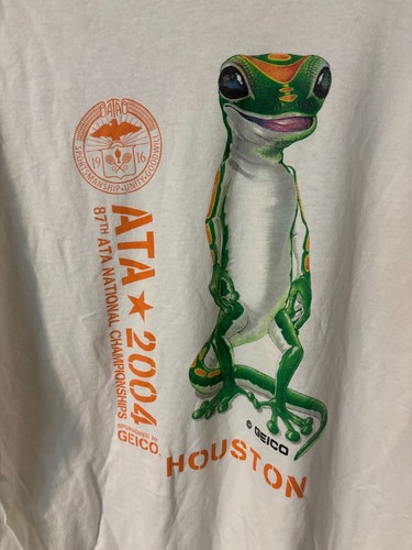 Vintage Hanes ATA 2004 National Championships GEICO Gecko Mens T-Shirt XL White - Picture 2 of 8