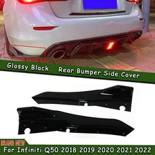 Gloss Black Rear Bumper Splitter Side Corner For Infiniti Q50 2018 2019 2020