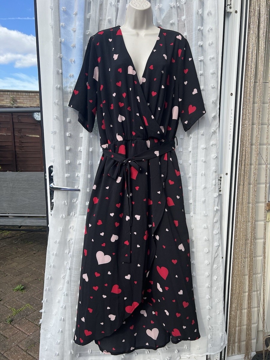 Shop black dress with red hearts Clearance Black Friday