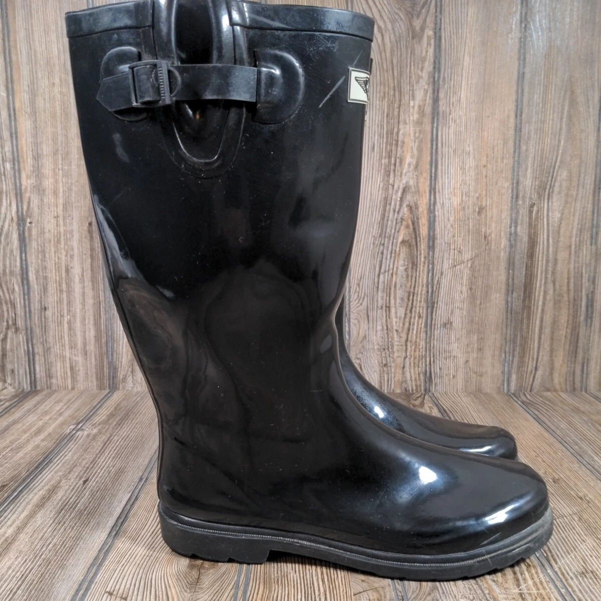 FY Forever Young Black Rubber Rain Boots Womens Size 10 Outdoor Fishing  Hunting