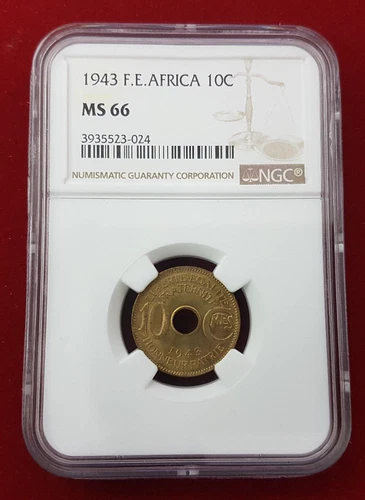 French Equatorial Africa 10 Centimes 1943 Pretoria KM 4 NGC MS 66