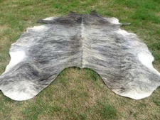 MAKE OFFER !! LARGE BRINDLE GRAY Cowhide Rug natural Cowhides Cow Hide Skin RT