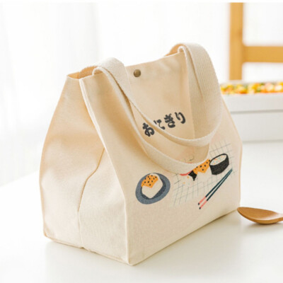 Casual Japanese Canvas Lunch Bags Box Cute Handbag Pocket