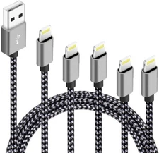5 Pack 3 6 10 Foot Nylon Braided Charging Cord Charger for Iphone 11 XS 8 7