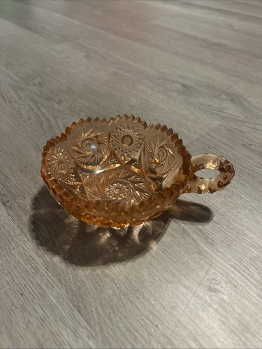 2 In 1 AMERICAN BRILLIANT PERIOD CUT GLASS Crystal "NAPPY" DISH Pinwheel Peach - Picture 11 of 11