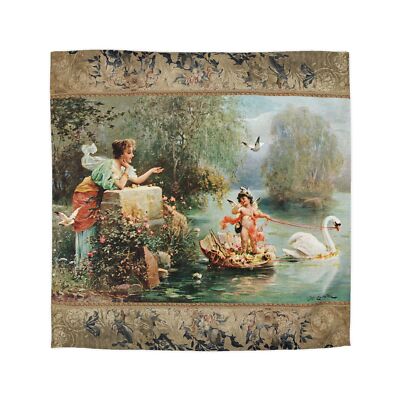 Cupid With A Swan By Zatzka Microfiber Duvet Cover - Cozy Stylish Bedroom Decor