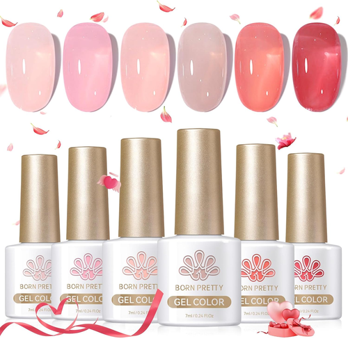 Jelly Gel Nail Polish Set Sheer Jelly Nude Pink Gel Polish Crystal T