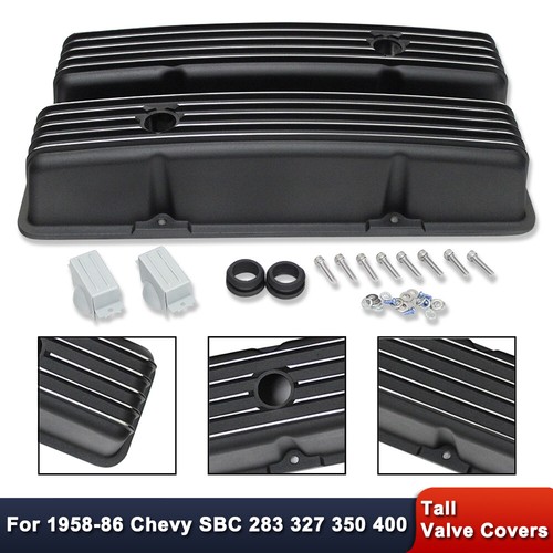 Demotor Performance Polished Aluminum Finned Valve Covers – For SBC 283-400 (1958-86), With Hardware - View #2