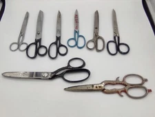 Lot Of 8 Vtg All Metal Scissors Wiss, Claus, Eversharp USA Taiwan Germany
