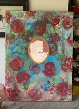 GIRL IN ROSES ORIGINIAL ART PIECE