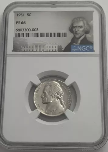 1951 NGC PF66 PROOF THOMAS JEFFERSON NICKEL 5C GREAT EYE APPEAL PORTRAIT LABEL