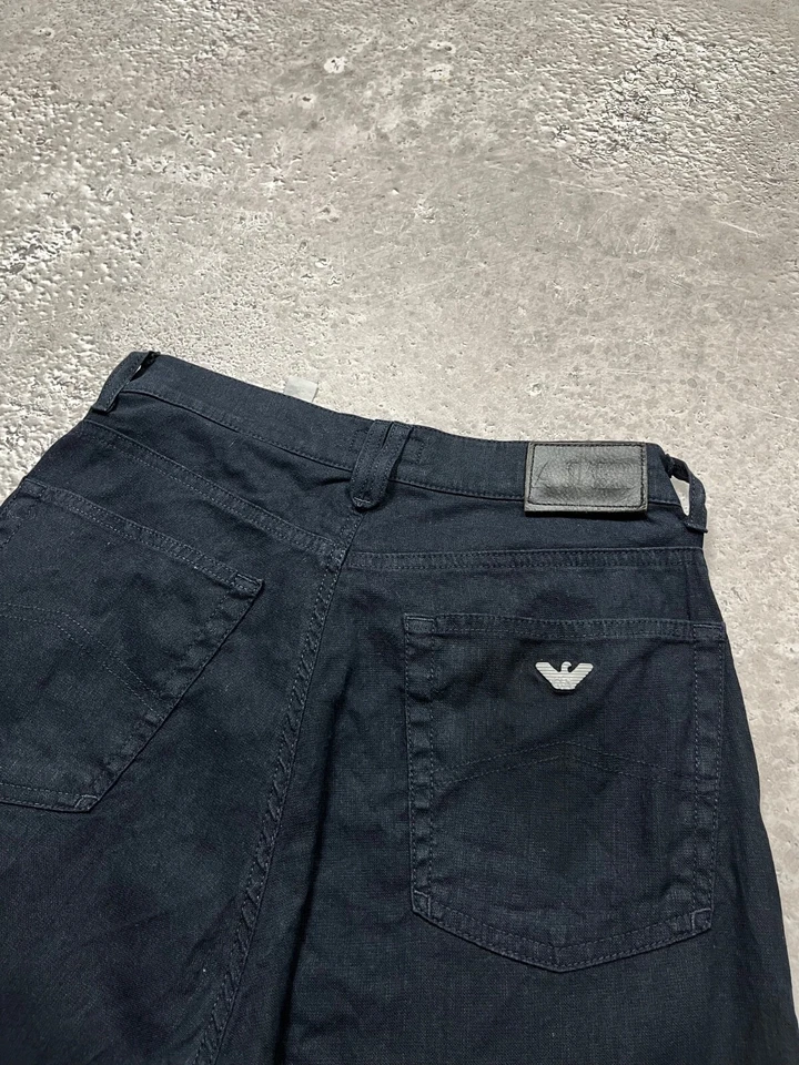 AJ Armani Jeans Comfort Fit Linen Pants Navy Blue Italy Made Size 32 - Image 4 of 4