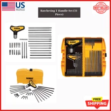 31 Piece Ratcheting T Handle Set Allen Wrench Hex Key Metric Tool Kit SAE - New