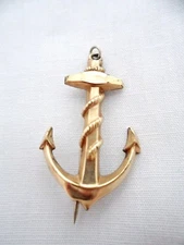 Vintage Pin Brooch Anchor Mariner Pendant Silver/Gold Tone