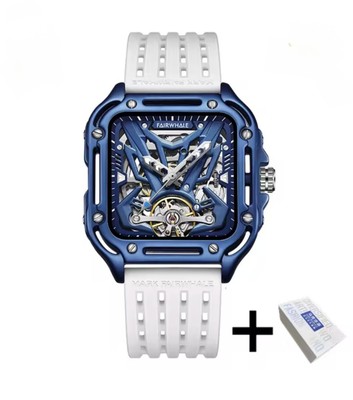 Skeleton Mechanical Watch Blue Silicone Starp