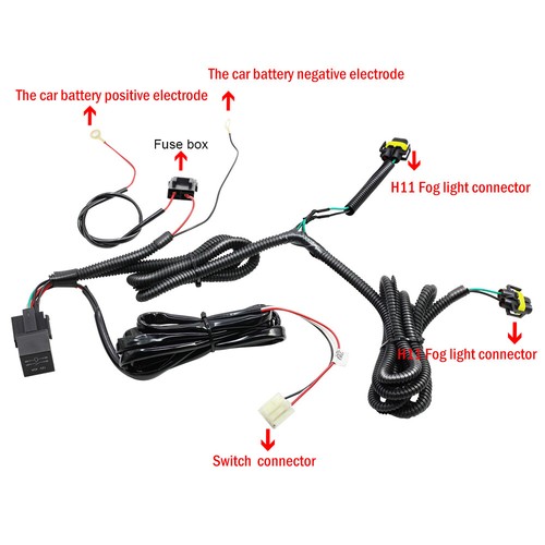 H11 Fog Light Wiring Harness Socket Wire LED Indicator Switch Kit 12V 40A Relay - Picture 5 of 6