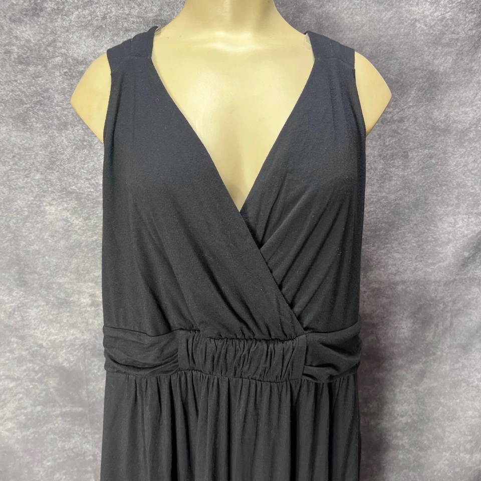 Soma WKND Dress Womens XL Black Cross Strap Surplice Neckline Knee Length Lounge - Image 2 of 4