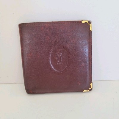 Must De Cartier Men's Wallet Bifold Leather Bordeaux Red Medium Retro ...