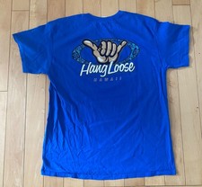 Vintage Hang Loose Hawaii T Shirt Mens Size L Blue Y2K Hawaiian Surfer