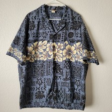 VTG Winnie Fashion Men’s Aloha Shirt 2XL Big & Tall Gray Black Floral USA Made