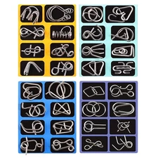 16 Pcs Metal Wire Brain Teaser Puzzle Set IQ