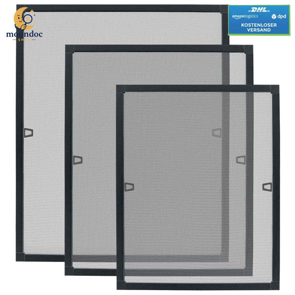 Insektenschutz Fliegengitter Aluminium Rahmen 100X120Cm Anthrazit Ohne Bohren-image