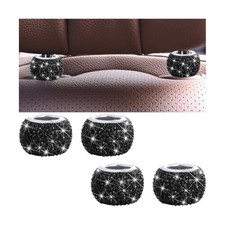 4PCS Bling Car Headrest Collars, Crystal Rhinestone Vehicle Head Rest Black