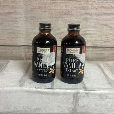 Pure Organic Vanilla Extract Frontier Coop 4 fl oz Exp 09/28 New/Sealed Lot Of 2