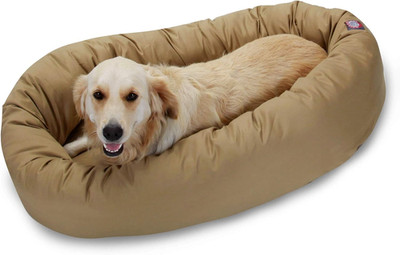 Cozy 40'' Washable Donut Dog Bed with Spine Support - Khaki