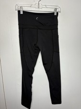 Zyia Leggings Womens 4 Workout Side Pockets Yoga Pilates Compression Black