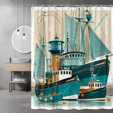 Nautical Boats Shower Curtain Sailboats Harbor Art Print