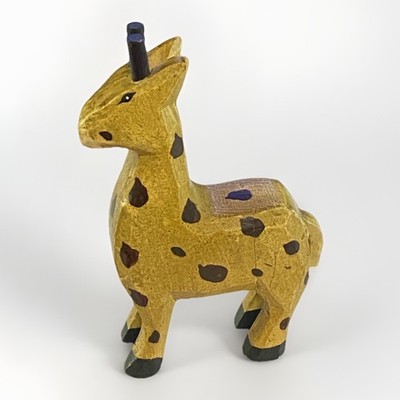 Vintage Wooden primitive Folk Art Giraffe Carved 6.5  Hand Painted