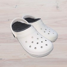Unisex Crocs Classic Faux Fur Lined White Clogs Shoes 203591 - Size 7M / 9W