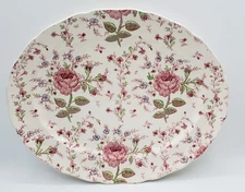 Johnson Brothers Rose Chintz 13 75" X 11.5" Oval Platter Made in England Mark
