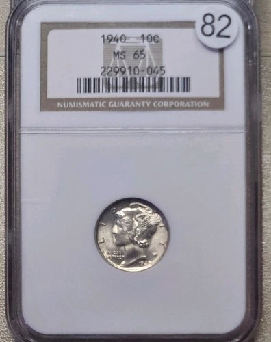 1940 Mercury Dime 10c MS65 -- Wonderful White --