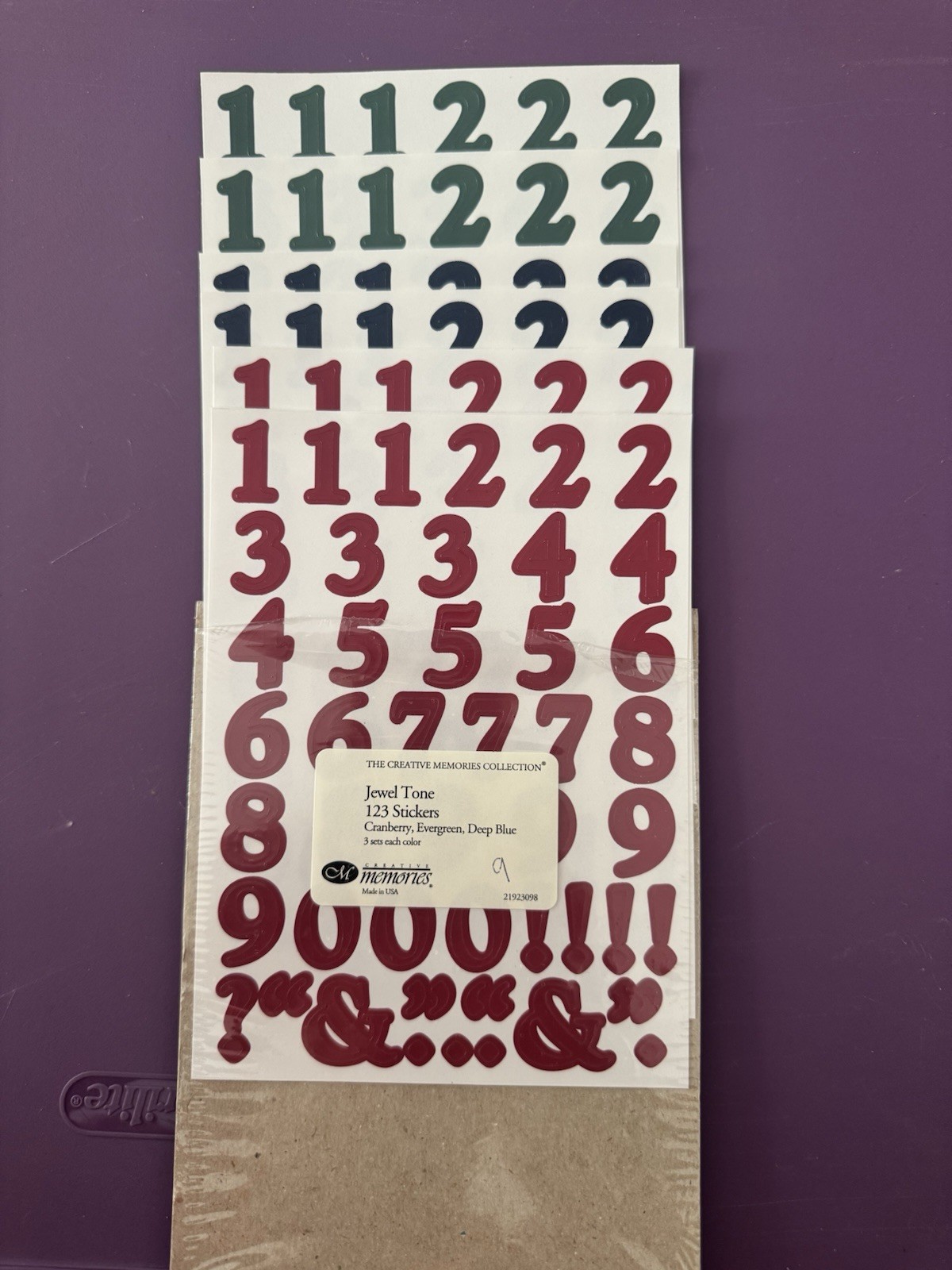 Creative Memories Number 123 Stickers Jewel Tone / Orange And Brown Packs