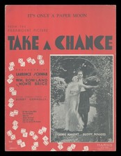 Take A Chance 1933 It's Only A Paper Moon BUDDY ROGERS Movie Vintage Sheet Music