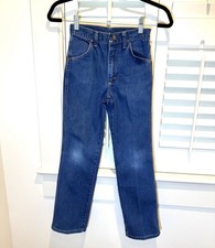 VTG Wrangler No Fault Jeans Boys 12 Slim Blue Denim Boot Cut USA 70s