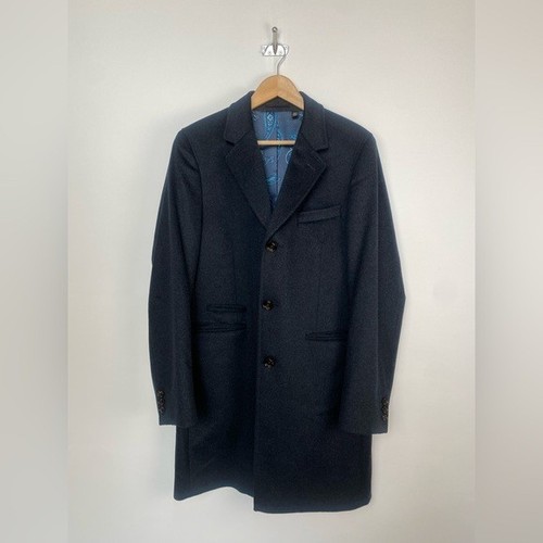 Ted Baker Endurance Wool Cashmere Blend long overcoat Size 40R Charcoal - Picture 3 of 16