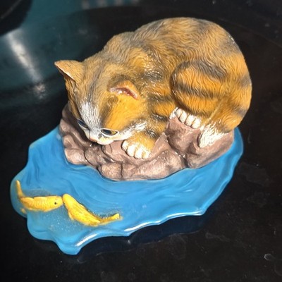 The Hamilton Collection Gone Fishin' Purr-fect Adventure Cat Figurine Resin