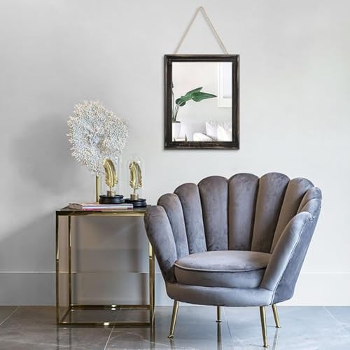 Small Mirrors for Wall with Wood Frame Rectanglular 16"L x 12"W Dark Coloured