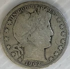 1902-S Barber Half Dollar Nice Original Circulated Good Plus Condition