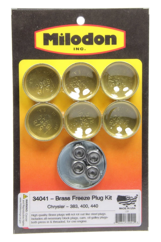 Milodon 34041, Kit Bbm Brass Freeze Plug Kit High Performance & Racing Parts - Image 2 of 4