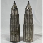 Vintage International Silver Co Skyscraper Salt Pepper Shakers Silverplate 4.5"