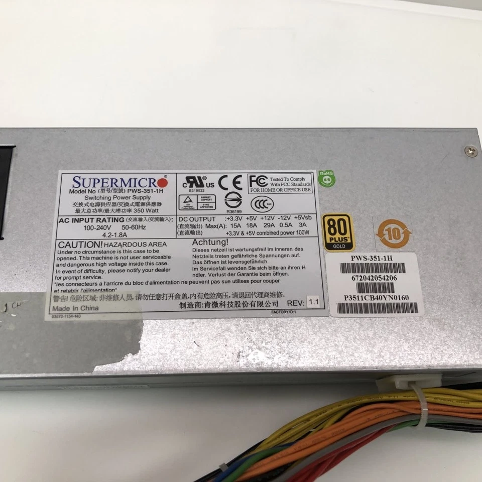 Professional Server Power Supply 350W 1U 80PLUS Gold Supermicro PWS-351-1H - Image 4 of 4