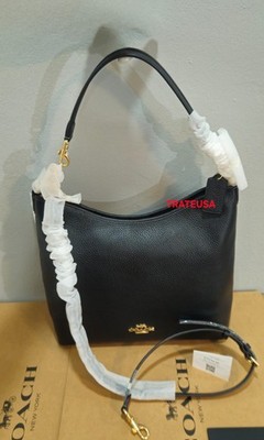 NWT Coach laurel large shoulder bag pebbled leather CY684 black Authentic Packed