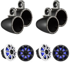 Kicker Premium Marine 8" 51MSC8 2 Pair  With  2 Pair  43KMTES8B Black Enc...