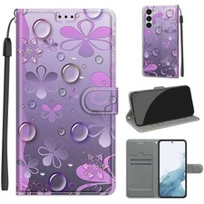 For Various Phone Water droplet flower Card Wallet Case Bag Flip Stand Cover Hot
